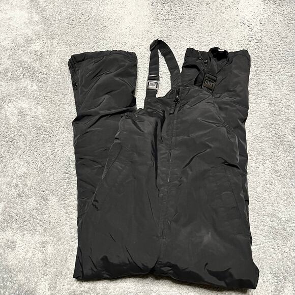 Lands End Snow Pants Bibs Kids Youth Boys 12S Black Ski Nylon ** - Picture 1 of 7